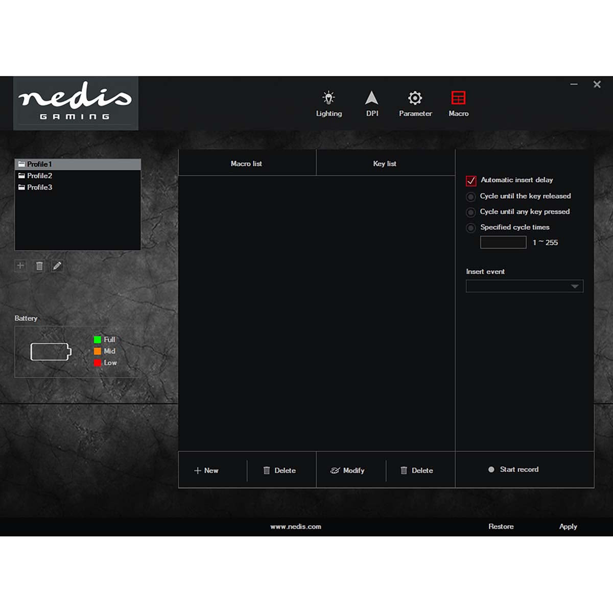 Nedis Wired & Wireless Gaming Mouse - 7 buttons - RGB Led