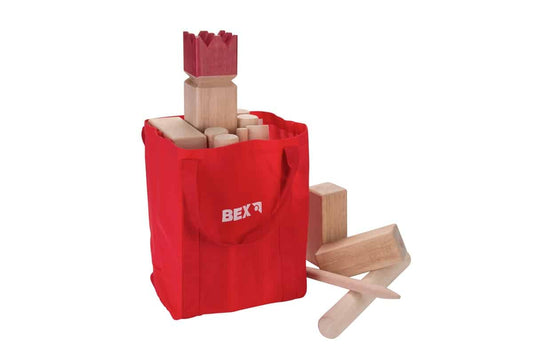 Bex Kubb Viking Original Rubber Wood - Red King