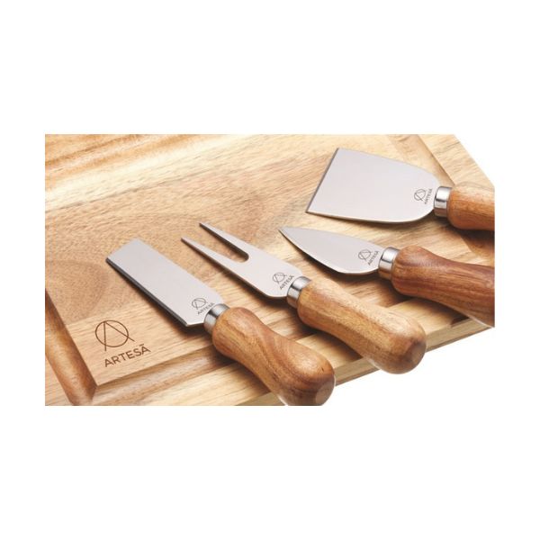 Artesà Acacia Wood Cheese Board & Knife Set - 5pcs.
