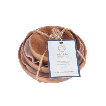 Artesà Acacia Wood Serving Bowls - Set 3pcs.