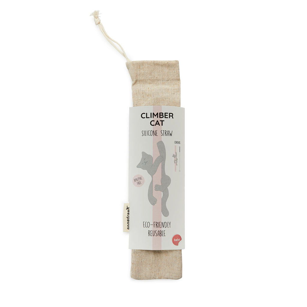 Balvi Reusable Straw Set Climber Cat