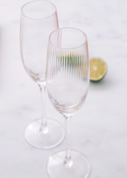 BarCraft Ridged Champagne Flutes Set - 2pcs