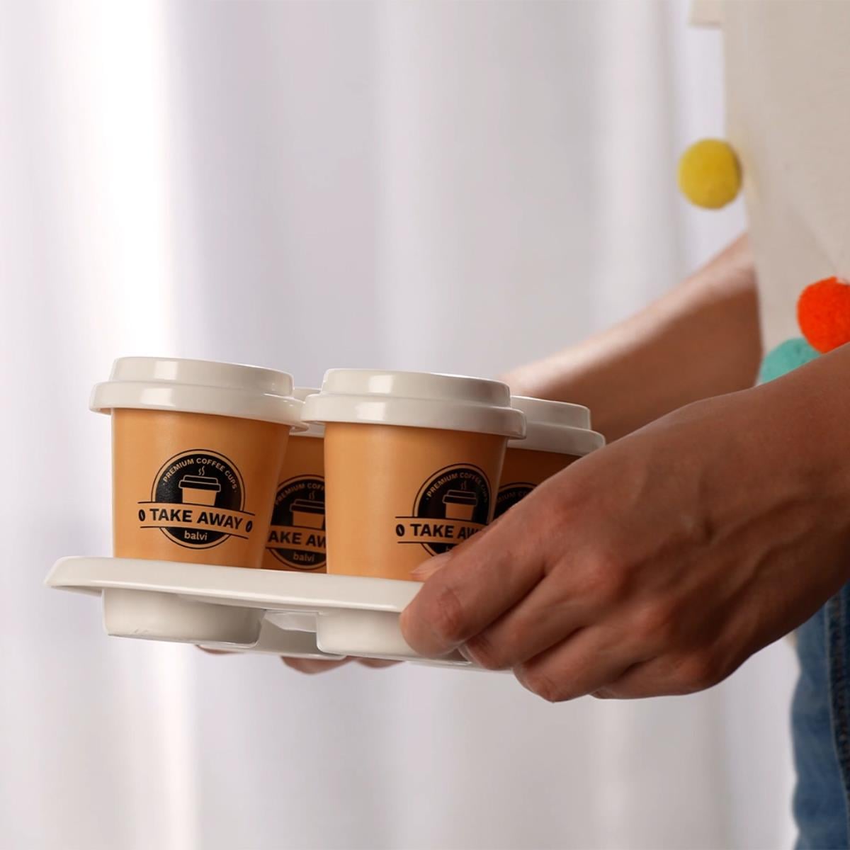 Balvi Coffee Cup Take Away Set 4pcs. (porcelain)