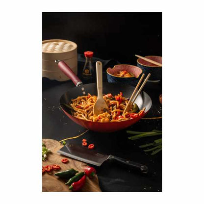 KitchenCraft WOF Oriental Cooking Set | Wok 30cm | Bamboo Spoon | Chopsticks