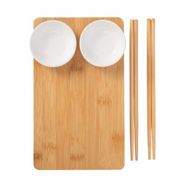 KitchenCraft WOF Sushi Serving Set | Bowls 2pcs | Serving Plate 25cm | Chopsticks