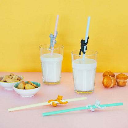 Balvi Reusable Straw Set Climber Cat
