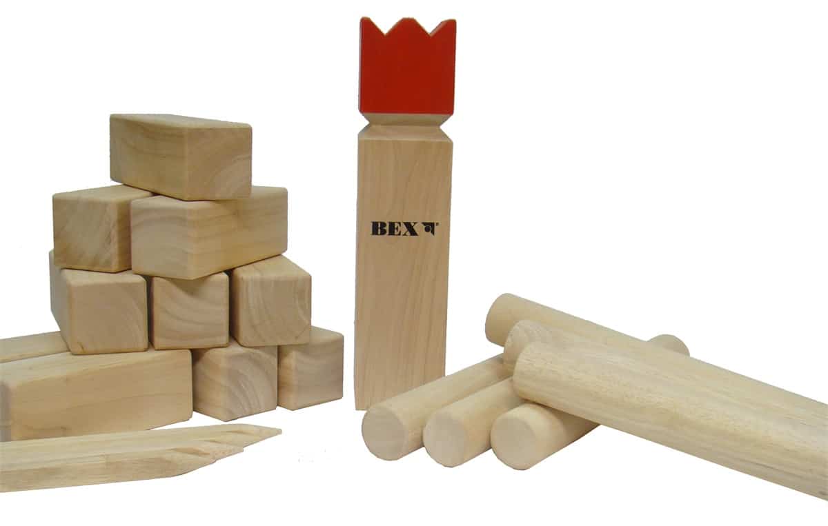 Bex Kubb Viking Original Rubber Wood - Red King