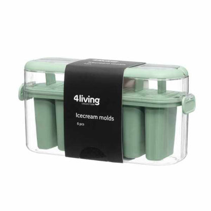 4 Living Collection Ice Cream Molds 6pcs | Lid | Reusable Design