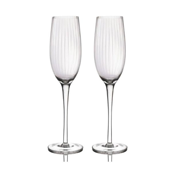 BarCraft Ridged Champagne Flutes Set - 2pcs
