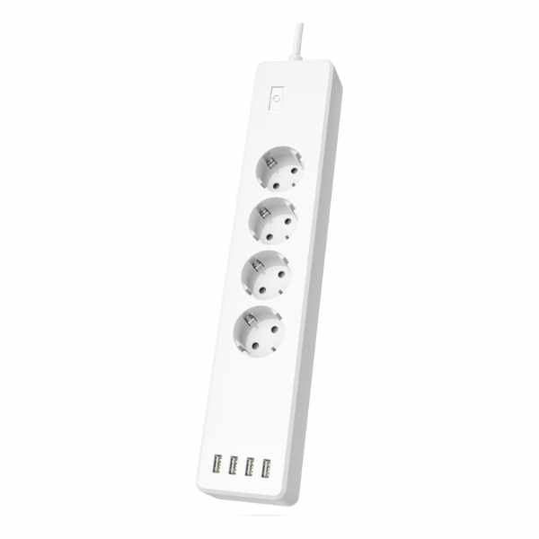 Hama WLAN Socket Power Strip, 4-way & USB Sockets
