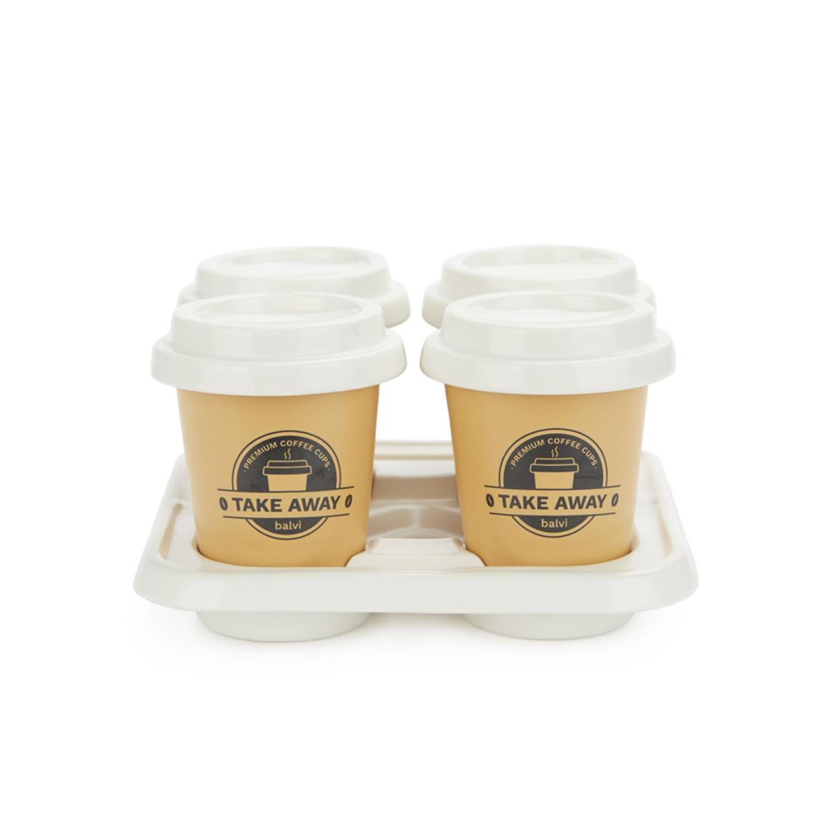 Balvi Coffee Cup Take Away Set 4pcs. (porcelain)