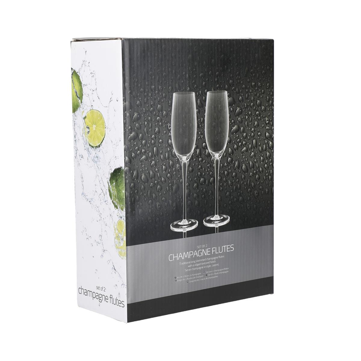 BarCraft Ridged Champagne Flutes Set - 2pcs