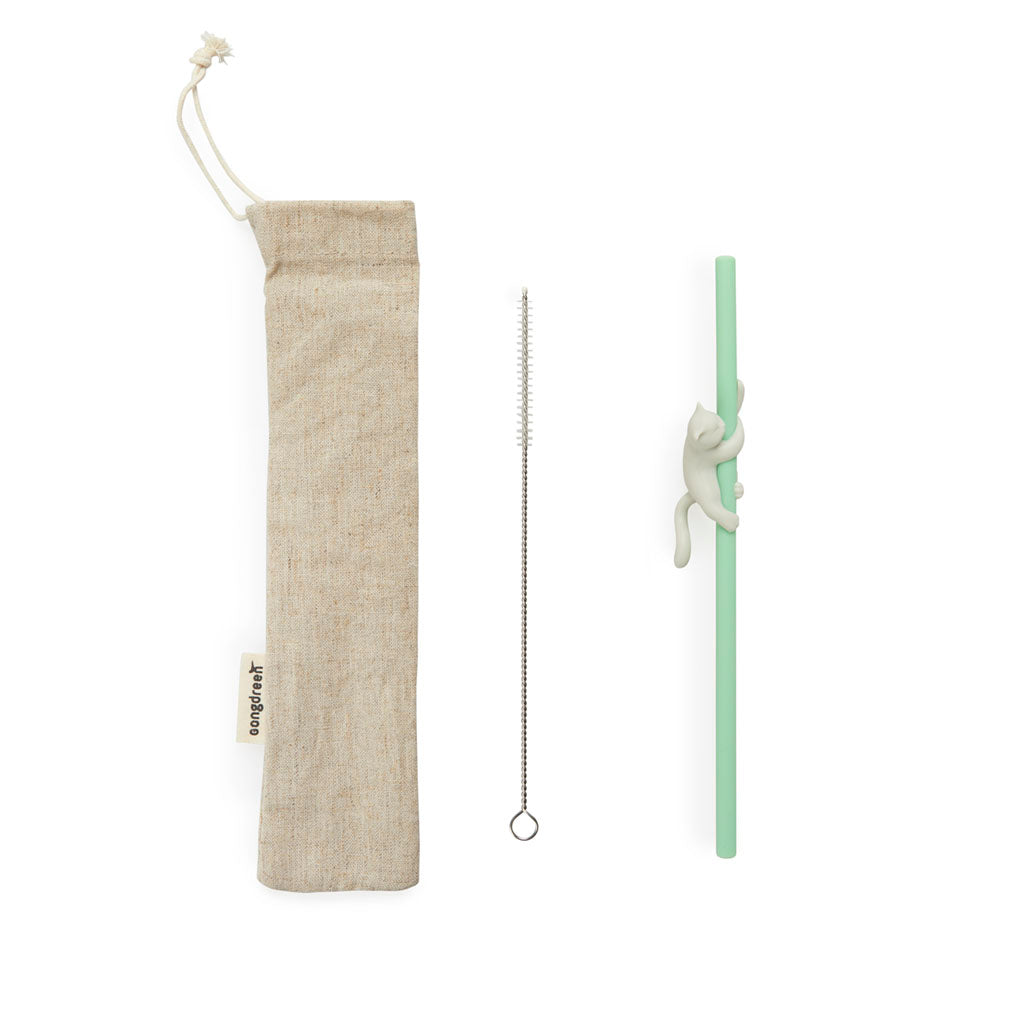 Balvi Reusable Straw Set Climber Cat