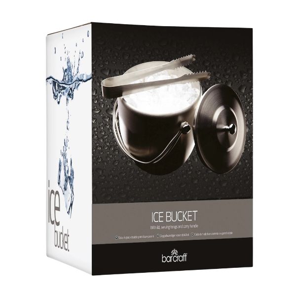 BarCraft Stainless Steel Ice Bucket with Lid and Tongs