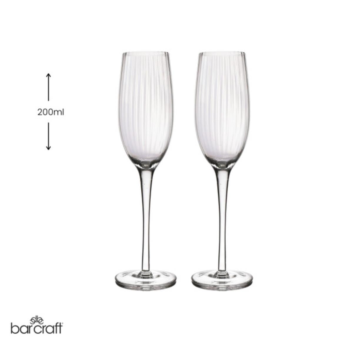 BarCraft Ridged Champagne Flutes Set - 2pcs
