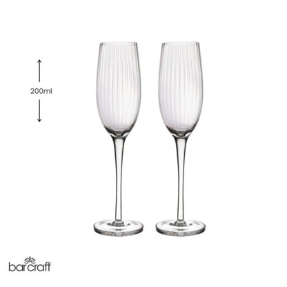 BarCraft Ridged Champagne Flutes Set - 2pcs