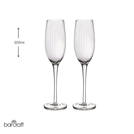 BarCraft Ridged Champagne Flutes Set - 2pcs