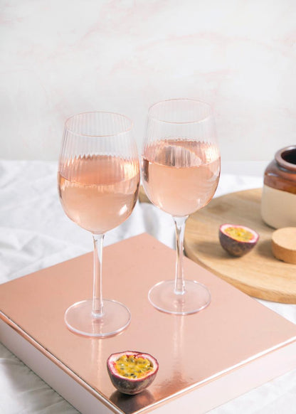 BarCraft Ridged Wine Glasses Set - 2pcs