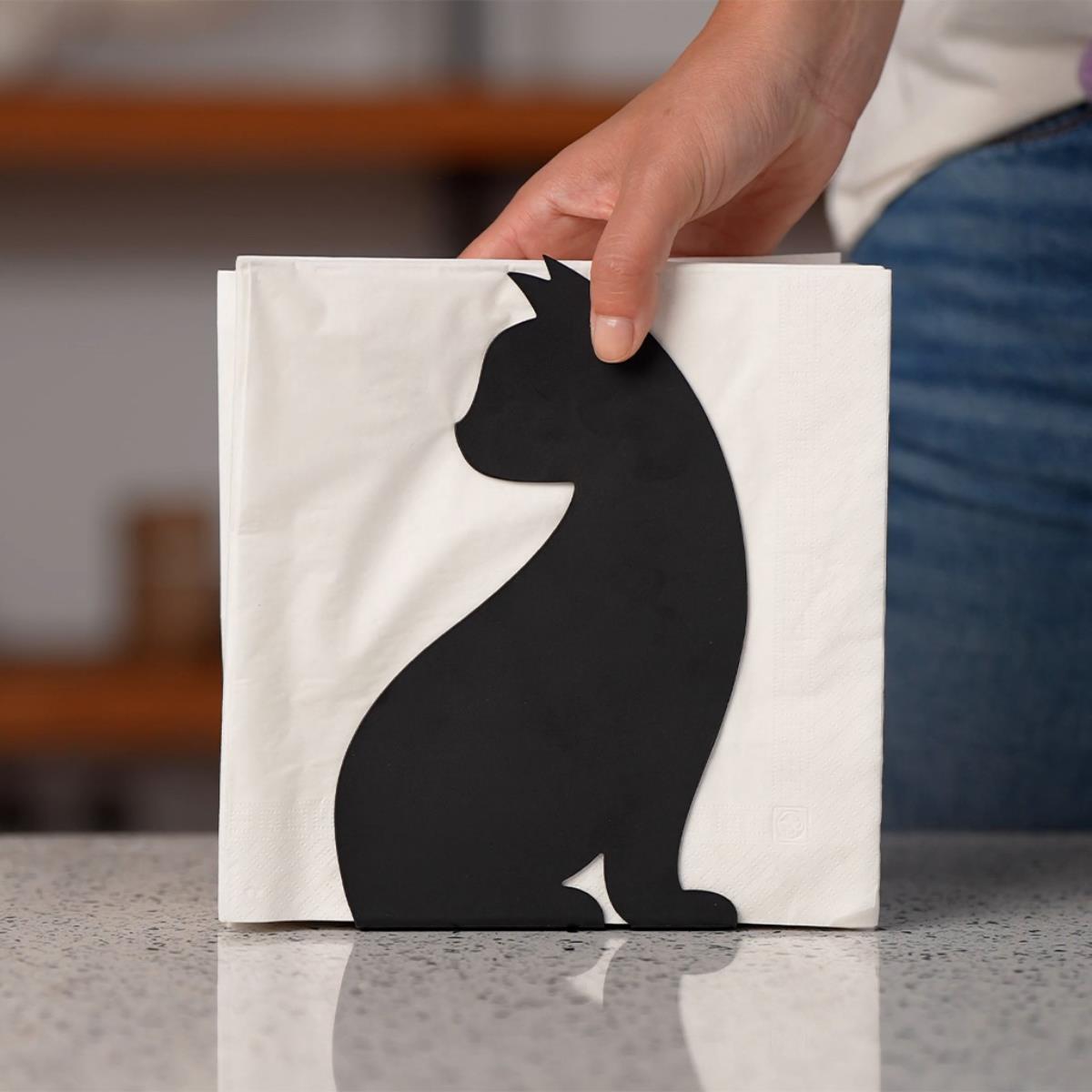 Balvi Napkin Holder Feline - Black