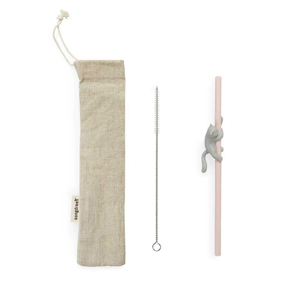 Balvi Reusable Straw Set Climber Cat