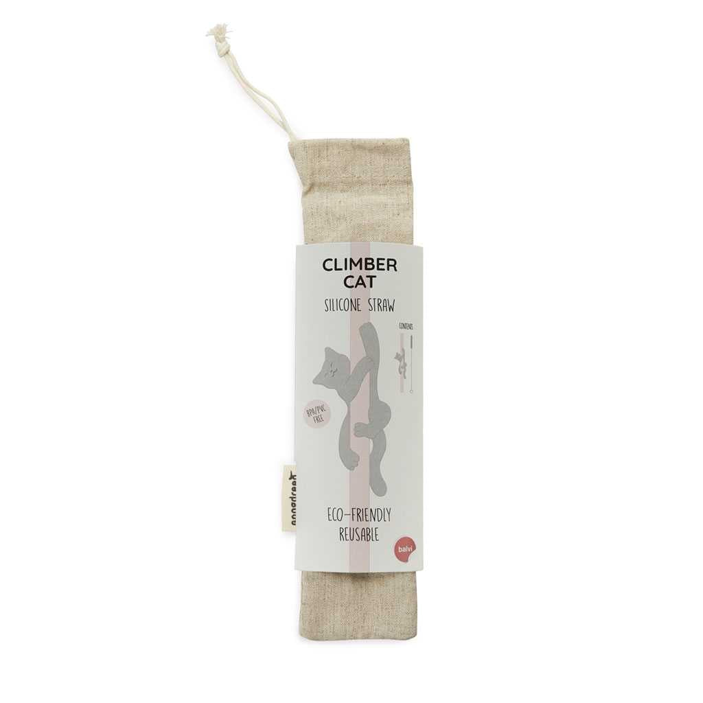 Balvi Reusable Straw Set Climber Cat