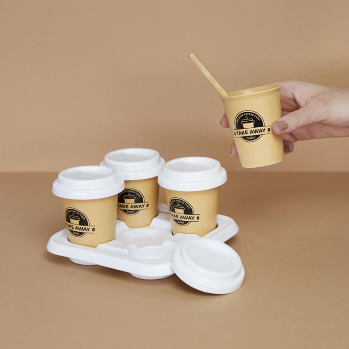 Balvi Coffee Cup Take Away Set 4pcs. (porcelain)