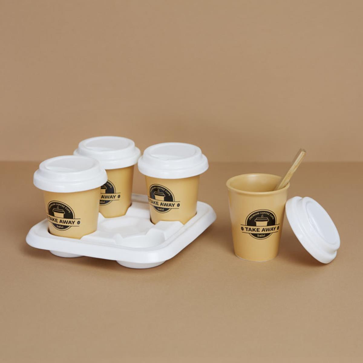 Balvi Coffee Cup Take Away Set 4pcs. (porcelain)