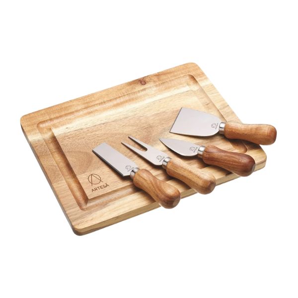 Artesà  Acacia Wood Cheese Board & Knife Set - 5pcs.