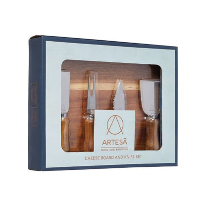 Artesà Acacia Wood Cheese Board & Knife Set - 5pcs.
