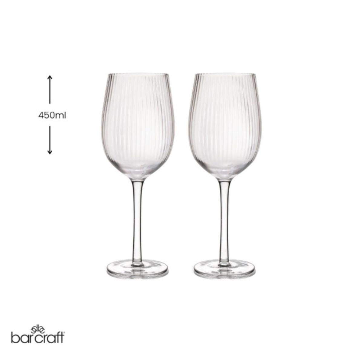 BarCraft Ridged Wine Glasses Set - 2pcs