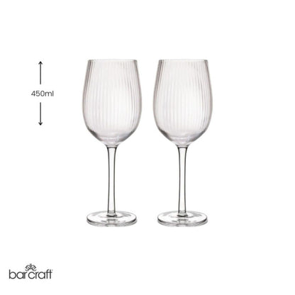 BarCraft Ridged Wine Glasses Set - 2pcs