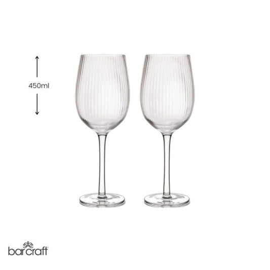 BarCraft Ridged Wine Glasses Set - 2pcs