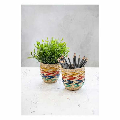 KitchenCraft Set of 2 Seagrass Planters - Rainbow