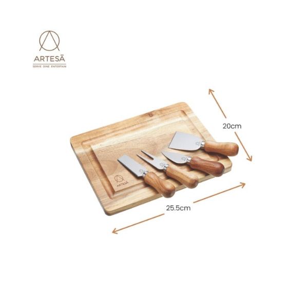 Artesà Acacia Wood Cheese Board & Knife Set - 5pcs.