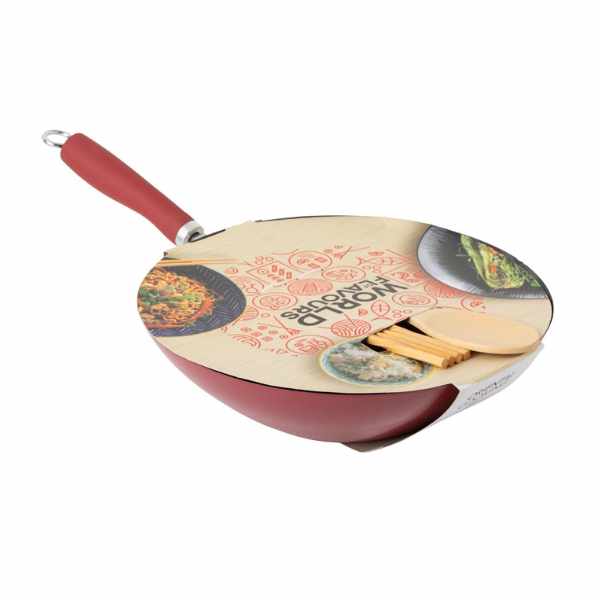 KitchenCraft WOF Oriental Cooking Set | Wok 30cm | Bamboo Spoon | Chopsticks