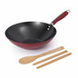 KitchenCraft WOF Oriental Cooking Set | Wok 30cm | Bamboo Spoon | Chopsticks