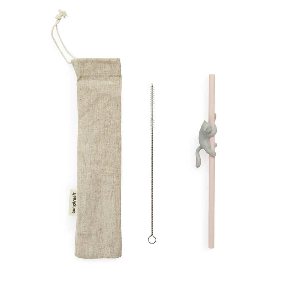 Balvi Reusable Straw Set Climber Cat