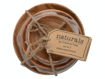 Artesà Acacia Wood Serving Bowls - Set 3pcs.