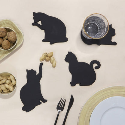 Balvi Coasters Feline Black Cats with magnets - Set 4pcs.
